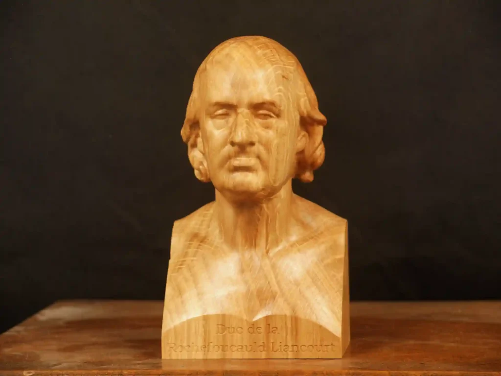 Reproduction d'une statue en bois du Duc de la Rochefoucauld Liancourt